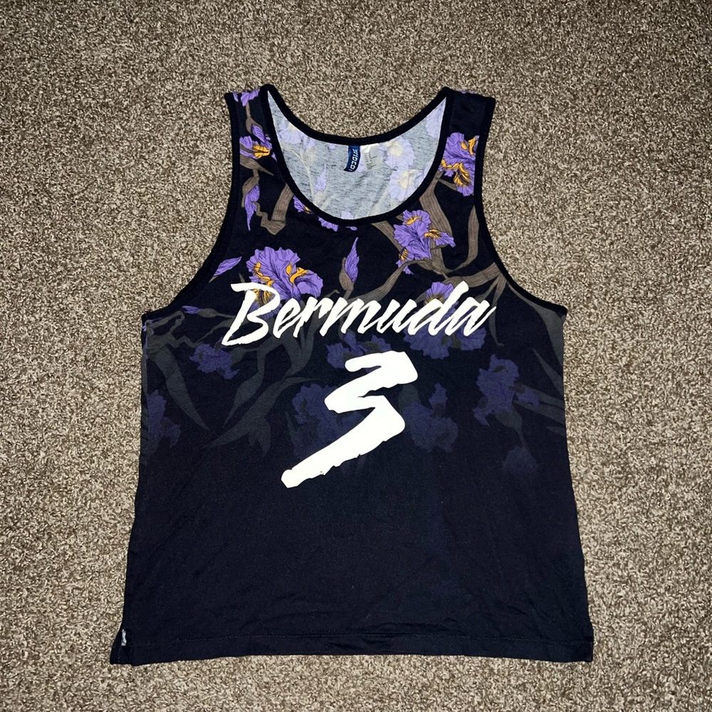 Bermuda H&M Divided Vintage OG Purple Black Grey Floral Flower Tank Top